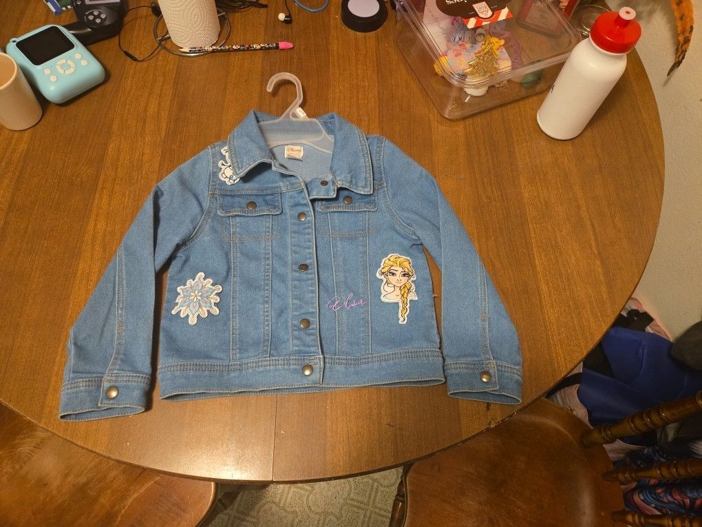 Disney Tutu Couture Frozen Blue Jean Jacket Girls Size 5/6
