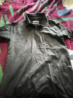 Men's Gray Striped Polo Shirt Small