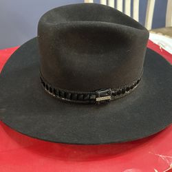 Vintage John B Stetson 4X Beaver Felt Black Cowboy Hat Sz 6 7/8 - 55