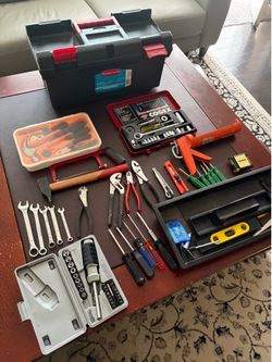 Large selection of various tools with tool box