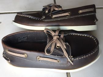 SIZE 1 boys brown casual dress shoes boat style NEW