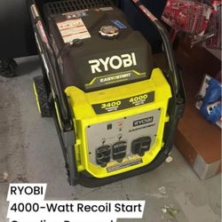 RYOBI
4000-Watt Recoil Start
Gasoline Powered
Digital Inverter
Generator with CO
Shutdown