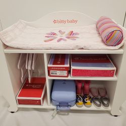 American Girl Bitty baby Changing Table & Bed & closet & organizer.