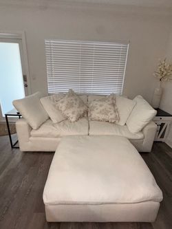 White Nixon Sofa and Ottoman