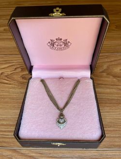 Vintage 2007 Juicy Couture Heart Crown Necklace with Original Jewelry Box
