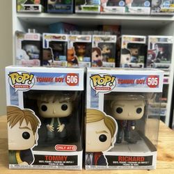 2 VAULTED Tommy Boy Funko Pops EXC Little Coat #506 Richard #505 Farley Movies