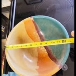 12" Ceramic Multi-Colored Decorative Bowl