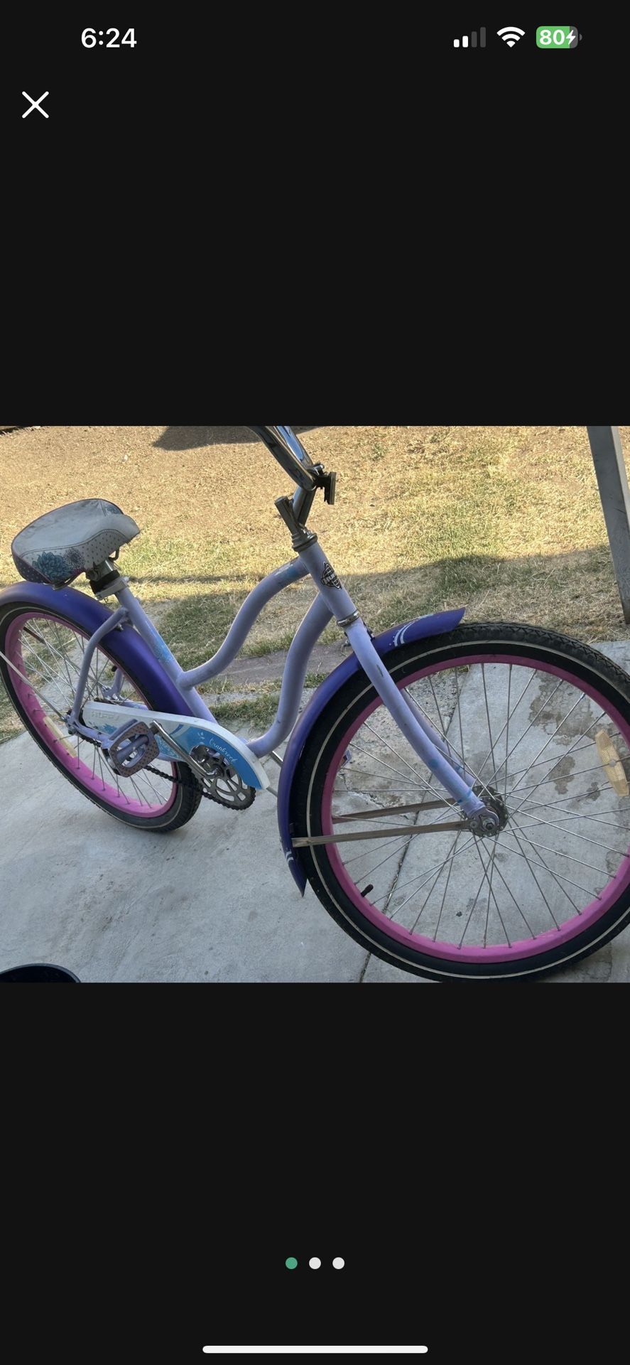 beach cruiser bike size 24” 