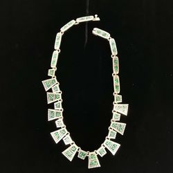 Malachite Chip Inlay Sterling Silver Silver Choker Old Pawn Necklace 