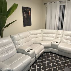 Sectional White Couch 3- Recliners 