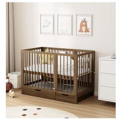 (Palmdale)New 8-1 Convertible Baby Crib 2 Mattresses Included 