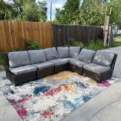 🚚 FREE DELIVERY ! Beautiful Grey Brown Wicker Outdoor Modular Patio Set