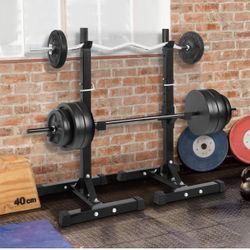 Adjustable Squat Rack Stand, Barbell Rack for Bench Press, Weight Lifting Rack for Home Gym Strength Training, Max Load 550LB