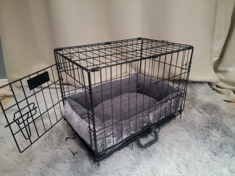 New In Box Small Dog Crate & Tray, Foldable Portable 18"x12"x14" Dog Cage Pet Carrier 
