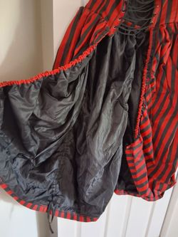 Red and Black corset and dress combo.