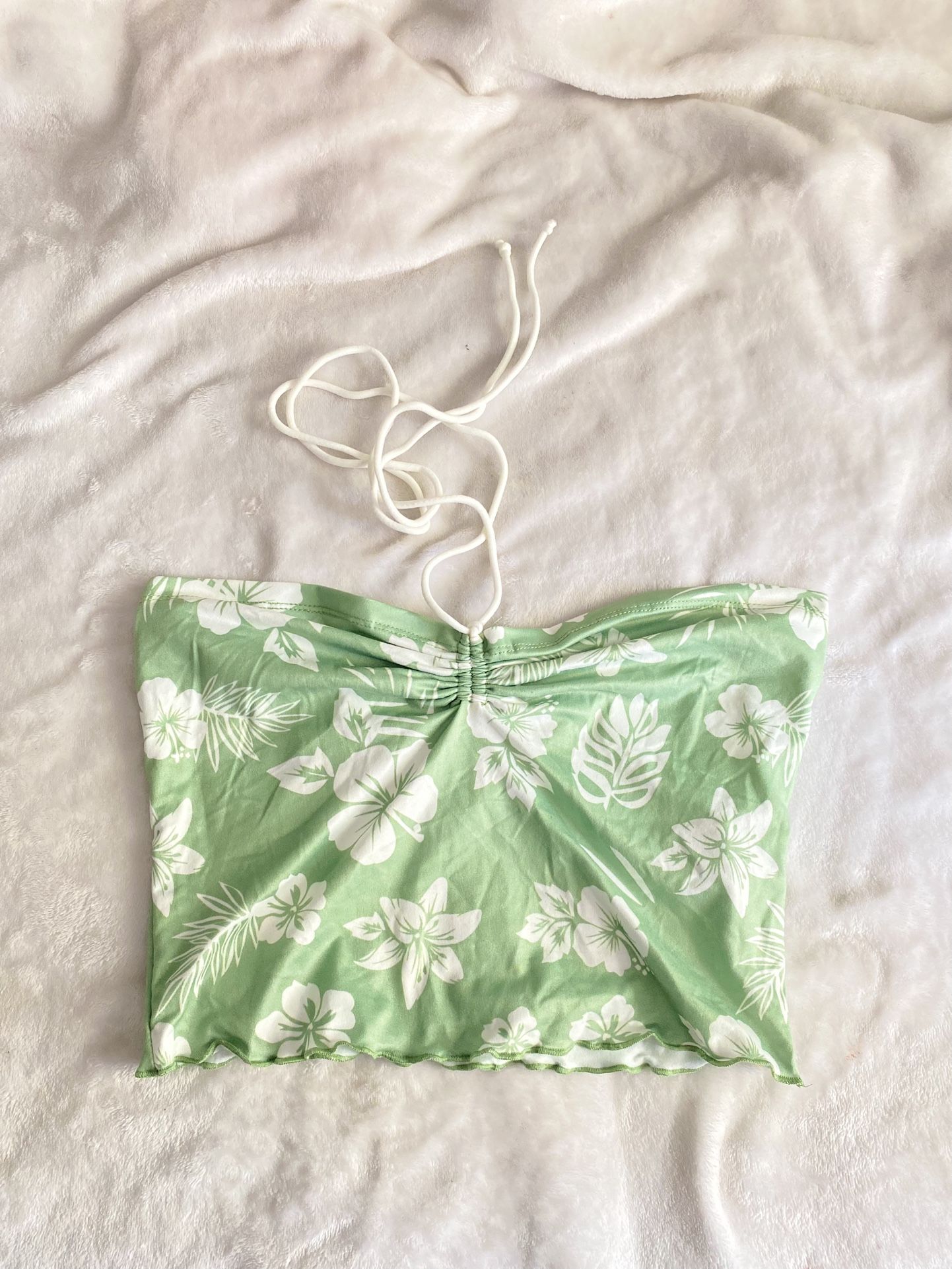 Green Floral Halter Top