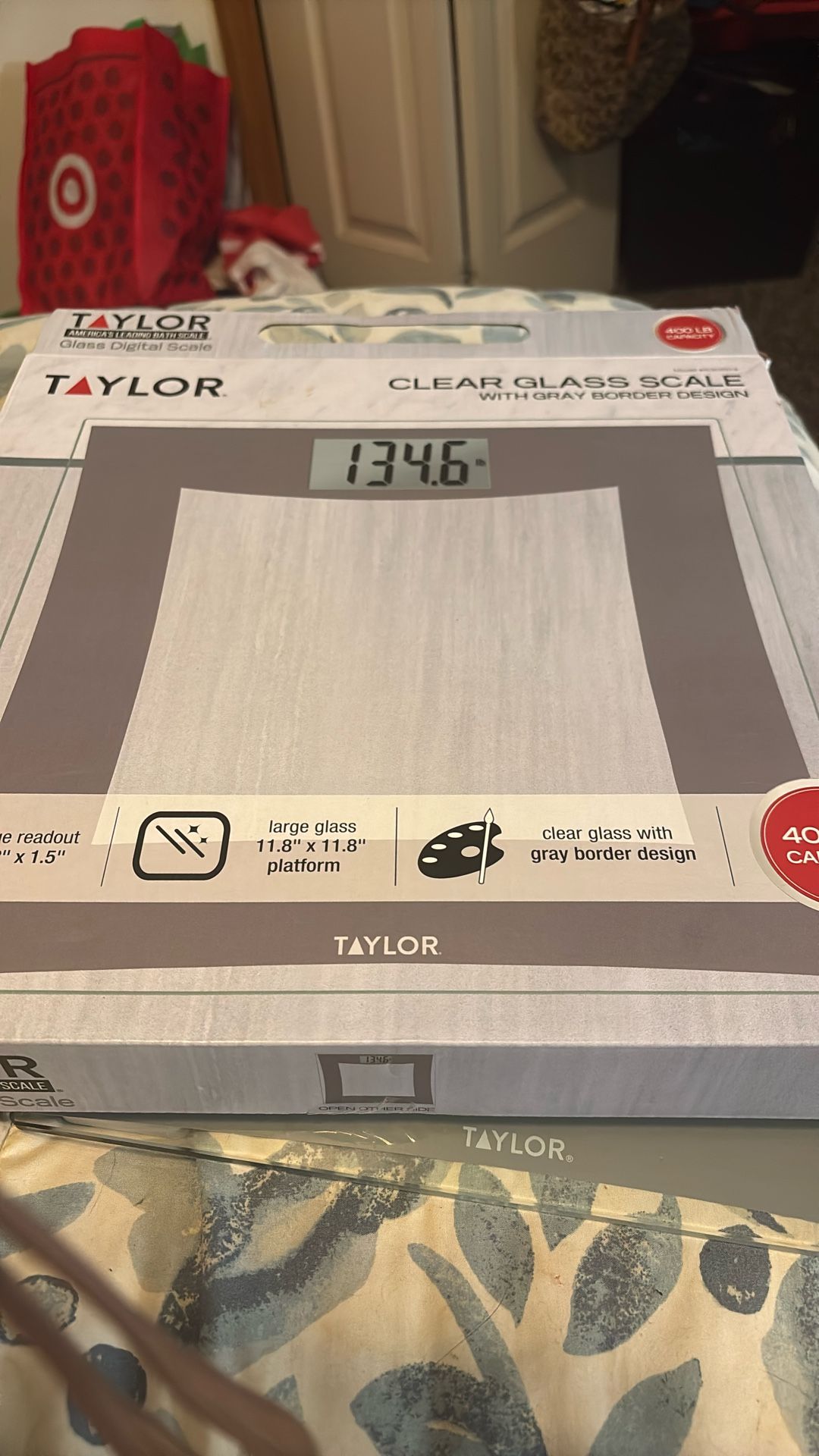 Taylor clear glass scale with gray border design