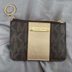 Michael Kors Brown and Gold Cardholder with Keychain 
