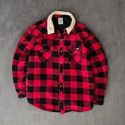 Dickies Men’s Buffalo Twill Overshirt Sherpa Collar Jacket Size XL  