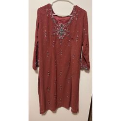 Pure Chiffon With Inner Party Women Wedding Dress Beads Thread Stone Work 3 Piece Set