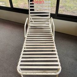 Needs A Cleaning Outdoor Strap White Chaise Lounger Lounge Chair Pool Side