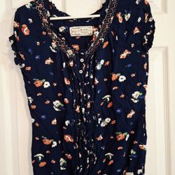 Women's Large Lee Cooper Blue Floral Shirt