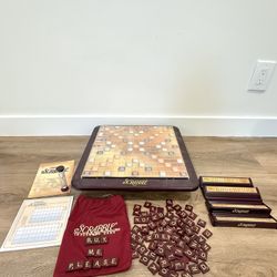 Vintage Scrabble board game on a lazy Susan board