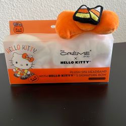 Crème Shop Hello Kitty Plush Spa Headband Halloween Candy Corn limited edition