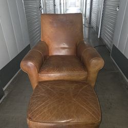 Leather Chair With Matching Leg Rest