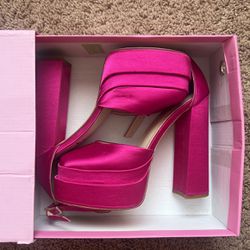 Pink Satin Heels Size 7
