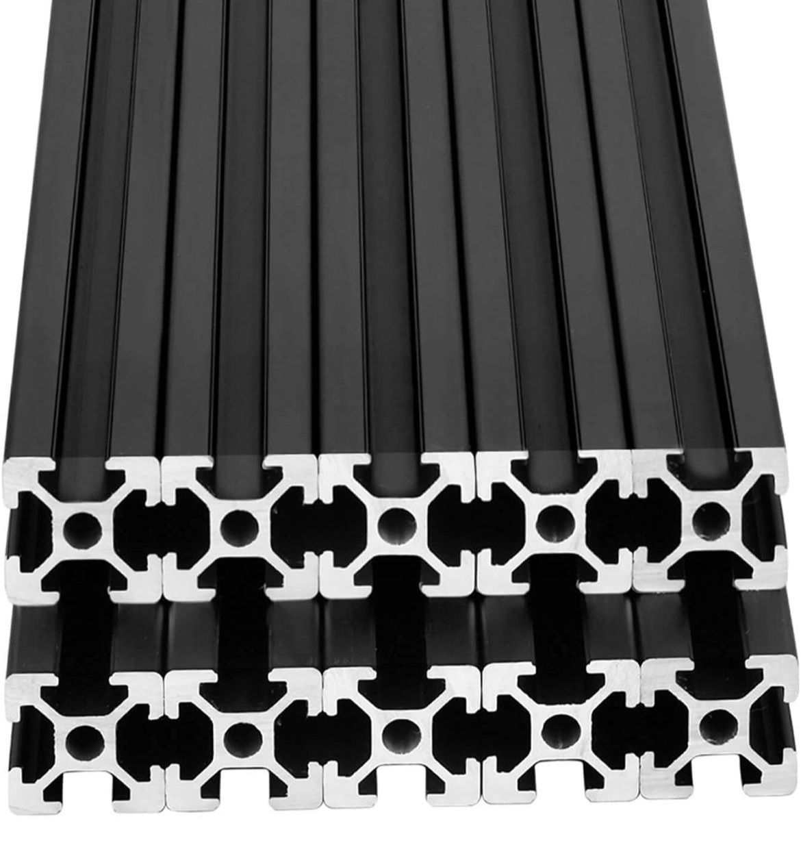 10pcs 2000mm T Slot 2020 Aluminum Extrusion European Standard Anodized Linear Rail for 3D Printer Parts and CNC DIY Black(78.7'')