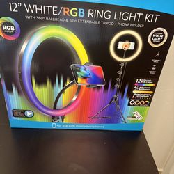 12” RGB Ring Light Kit w/ Tripod & Phone Holder – New