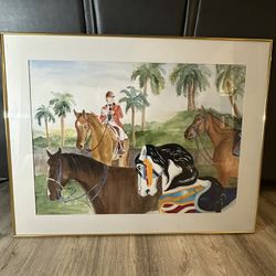 The Intruder by Estelle Berrier Watercolor 36 × 28 Frame Matted and Signed Art