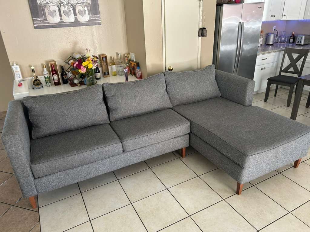 Beautiful Grey Sectional couch from Living Spaces