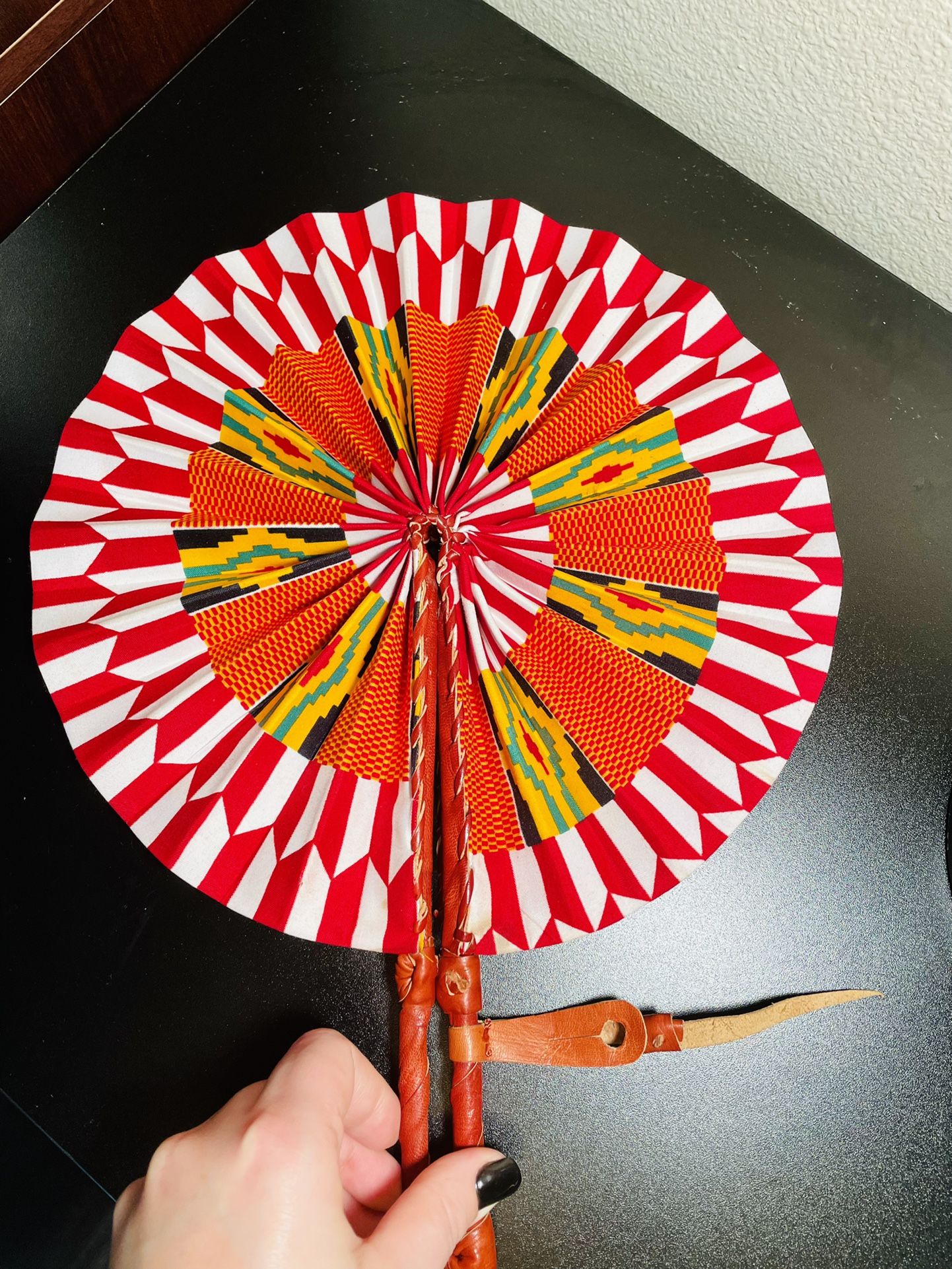 vintage leather fan