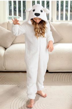 Kids Halloween Fleece Bear 5Y-6Y Costume Soft Zipper Onesie
