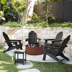 Foldable Adirondack Chairs with Cup Holders Set of 4