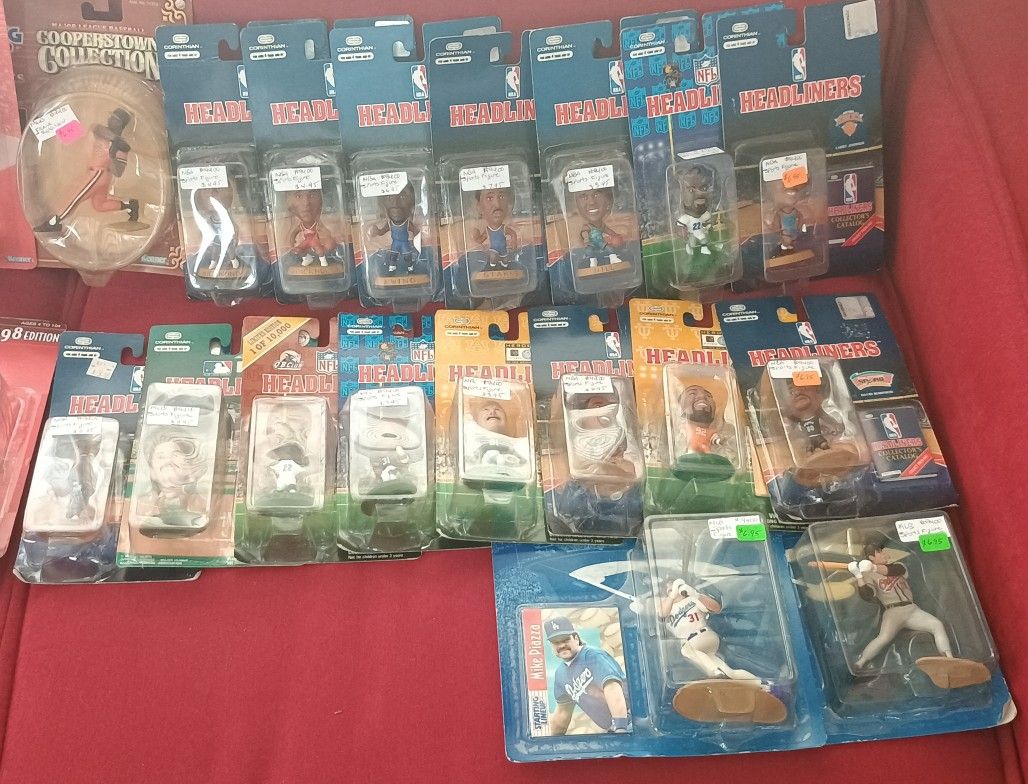 Entire Collection Of 40 Baseball Basketball Football Hockey Figures In Original Box. See Our Other Great Deals Posted Now Vintage Art Antiques Jewelr