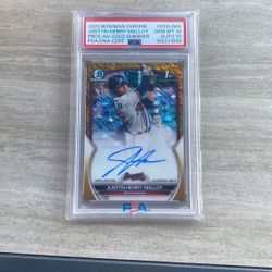 Justyn-Henry Malloy 1st Bowman Chrome Gold Shimmer Auto /50 PSA 10 Auto 10