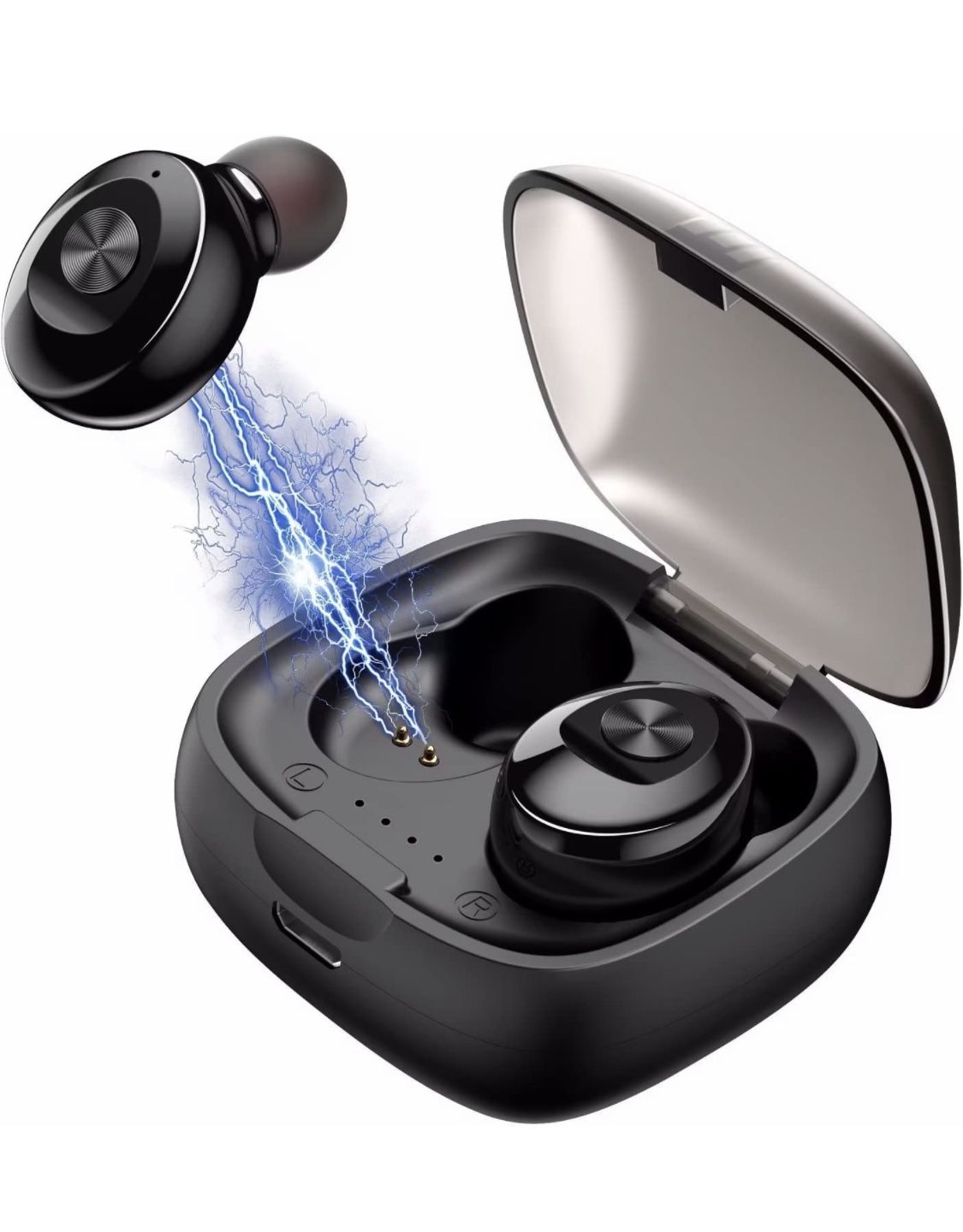 Earbuds 5.2 Mini Headphones, IPX5 Waterproof Hi-Fi Stereo Built-in Mic Headset, in-Ear Earphones with Charging Case for Sports