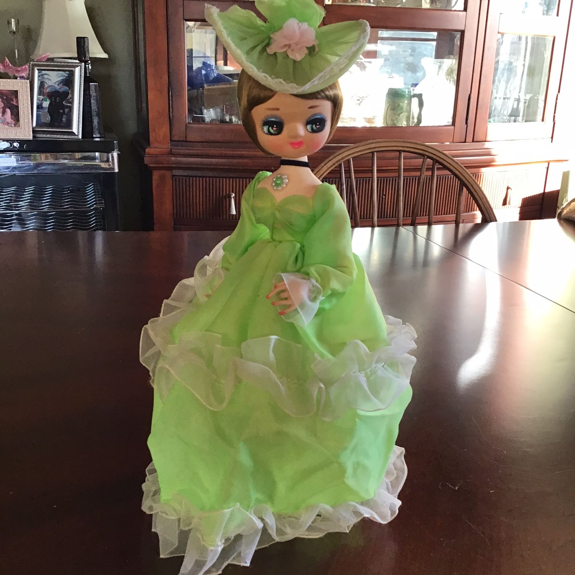 Vintage 1970s Bradley Big Eyed Lime Green Doll