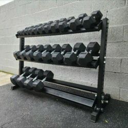 NEW Rubber Hex Dumbbells 5lb - 50lb Dumbbell Pairs Olympic Weights Home Gym Workout Equipment Fitness Weight Set 