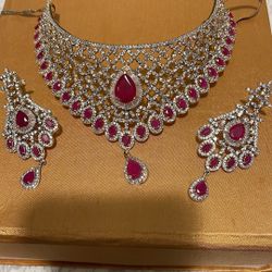 Ruby Crystal Necklace Set 