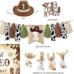 First birthday / First rodeo Party Supplies