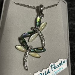 abalone dragonfly necklace