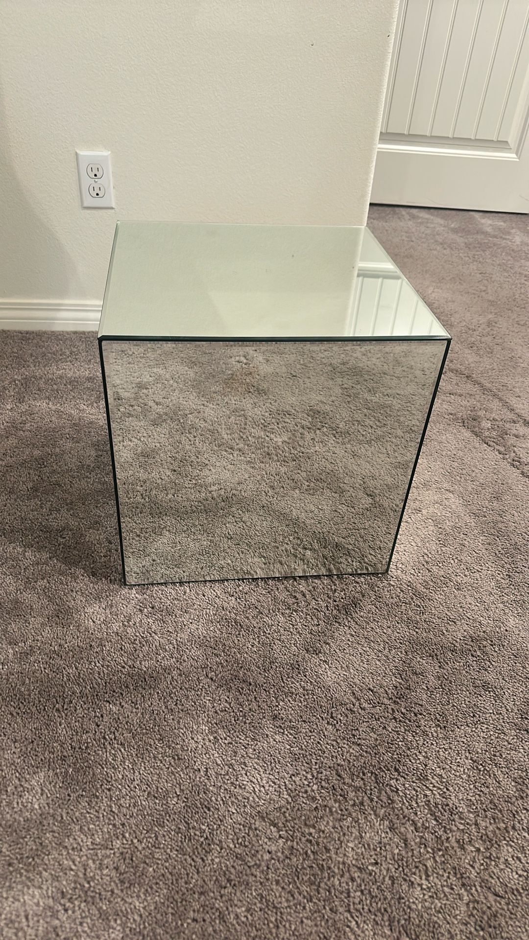 Cubed Mirror Accent Side Table