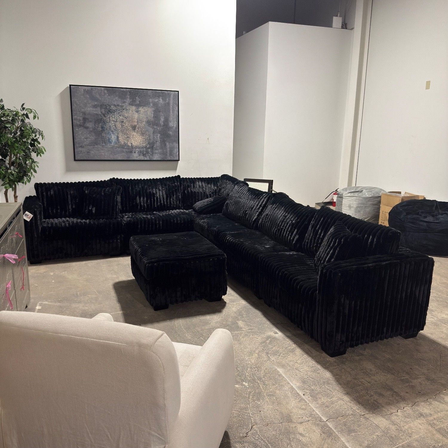 Haven Fluffy Modular 7 piece Section Sofa with Ottoman (EXTRA LARGE)