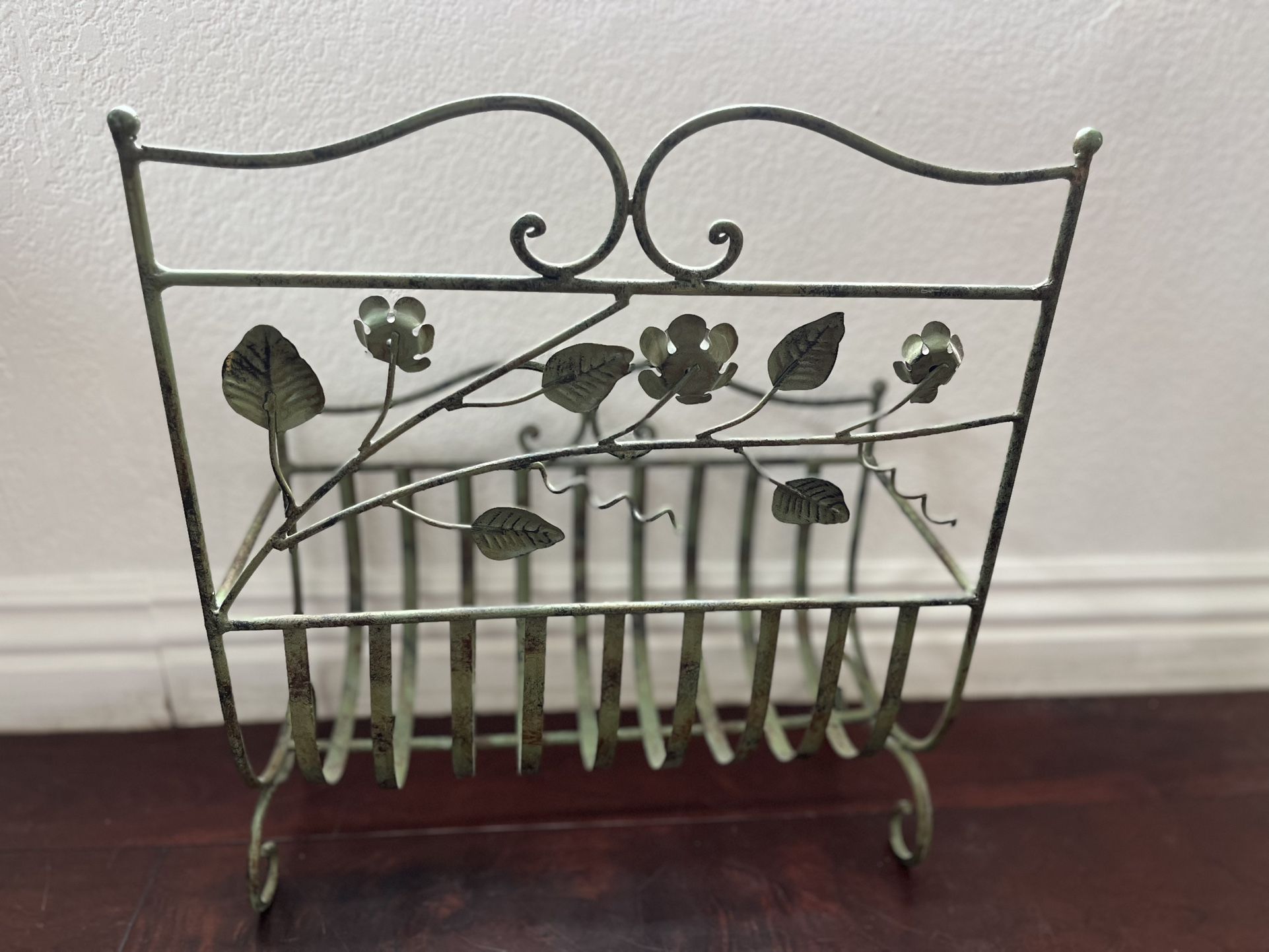 Vintage Wrought Metal Magazine Rack