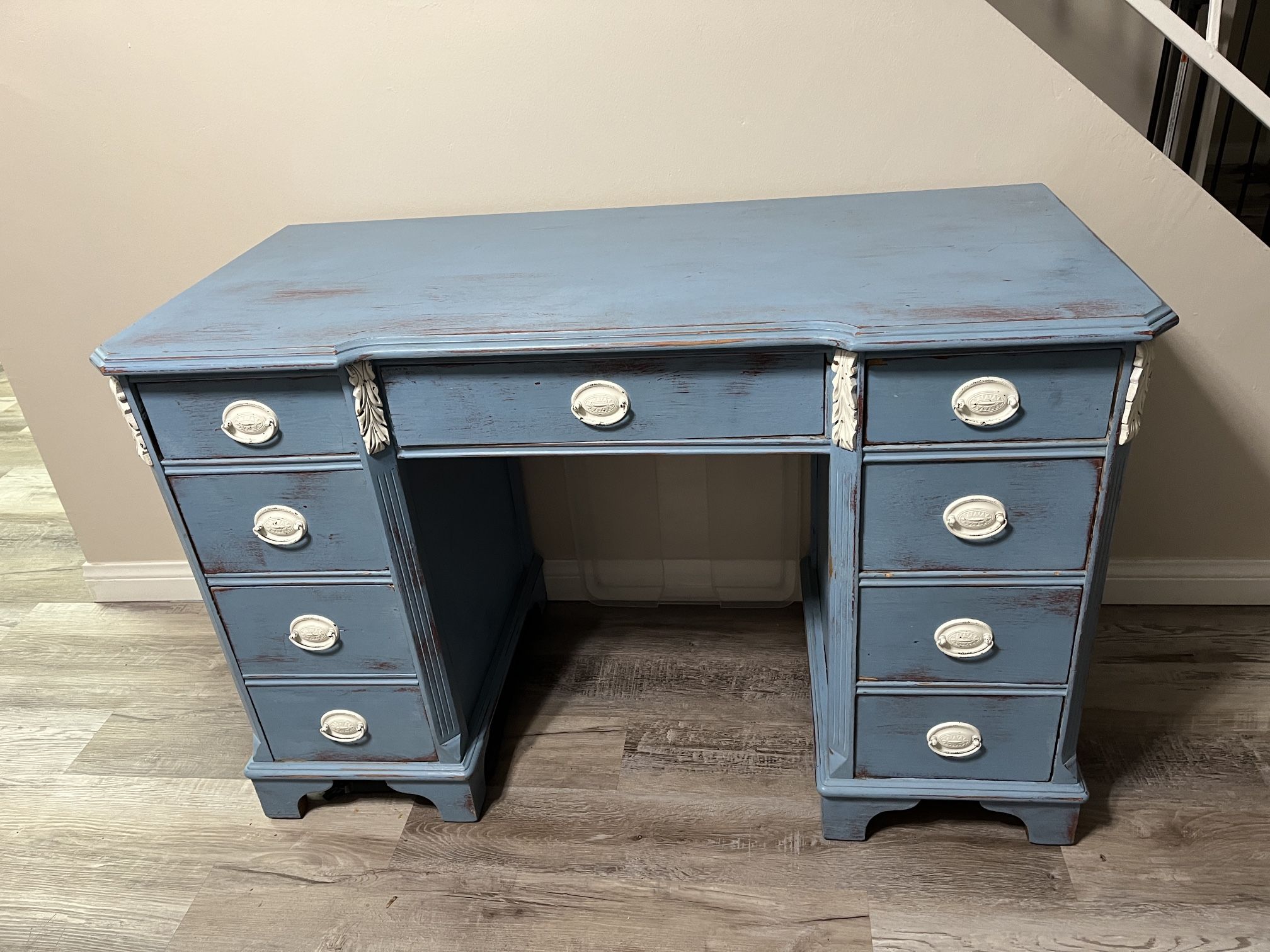 Blue Antique Distressed Desk