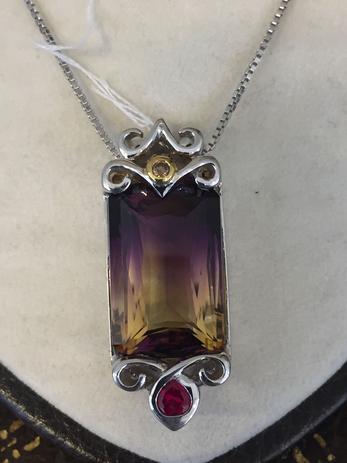 925 silver &14 K Y Natural Ametrine Ruby diamond unique pendant,All Products : American Fashion Style Bags On Sale